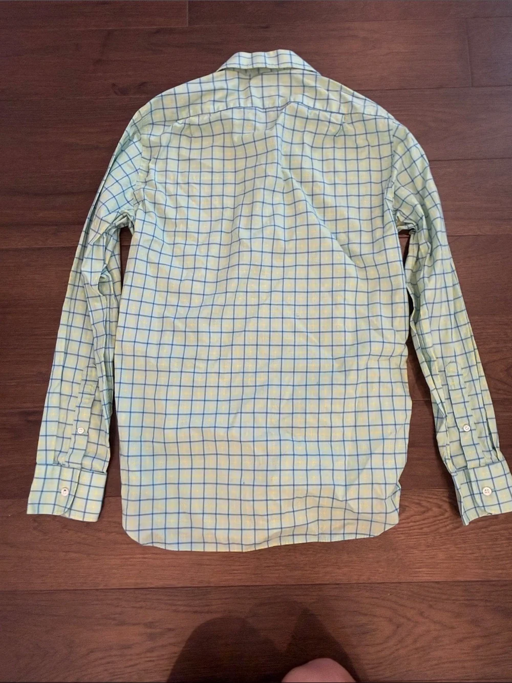 J. Crew Ludlow Green Shirt with Blue Windowpane Check Size Small - C15-044